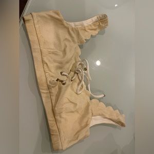 Marysia Shiny Cream Mott Bikini Top with Tie